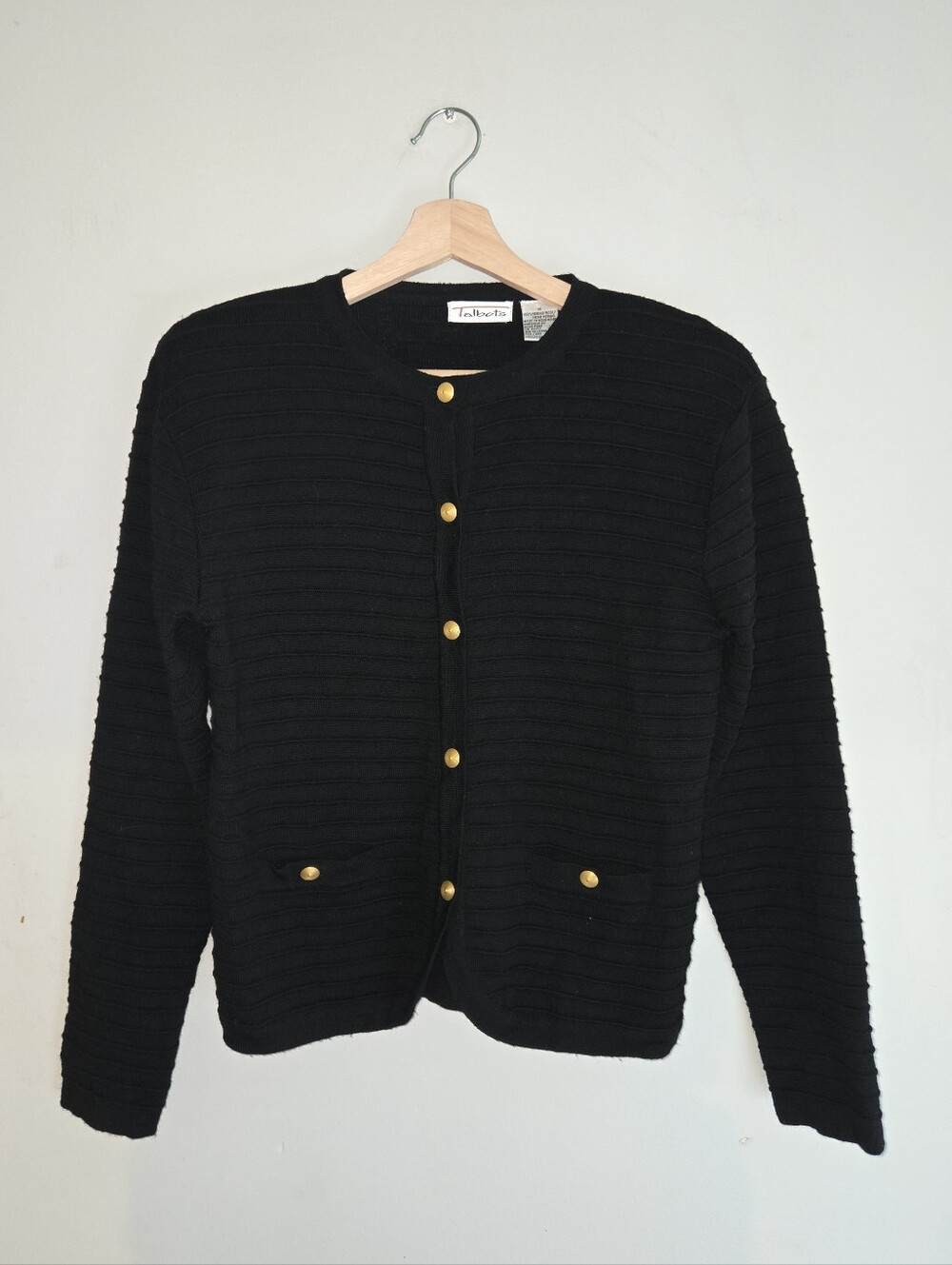 Vintage Talbots Merino Wool Lady Jacket Black Gold Buttons Heiress Chic Heritage
